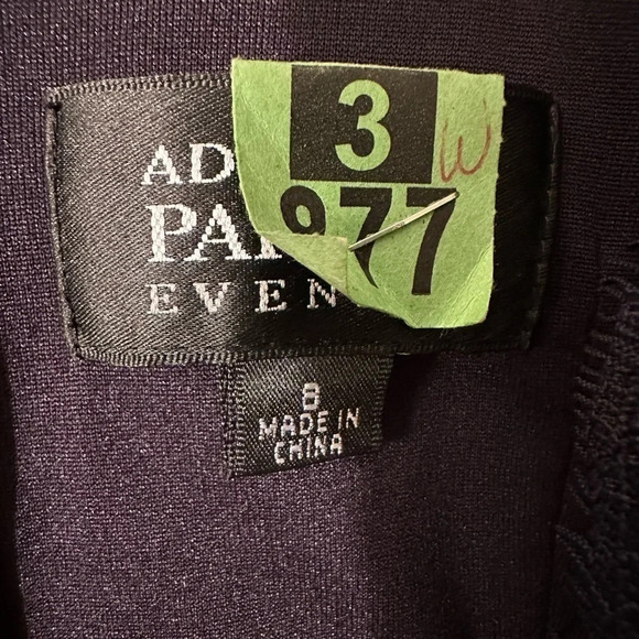 ADRIANNA PAPELL EVENING Anthropologie Navy Lace Overlay Back Zip 8 Square Neck - Picture 10 of 16